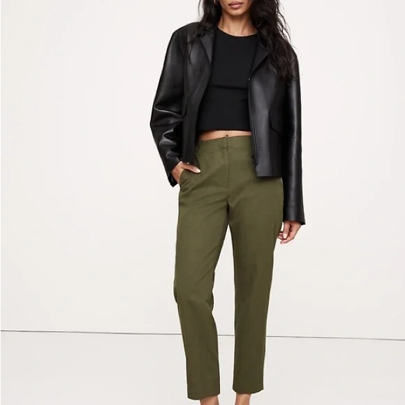 Banana Republic All Day Pant Olive Green Size Medium 8/10 Relaxed Fit Taper Leg - Picture 11 of 11